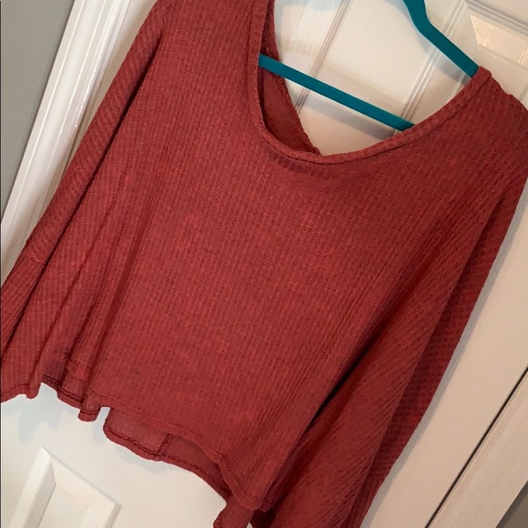 Distressed Waffle Knit Off the Shoulder Top - Picture 3 of 8
